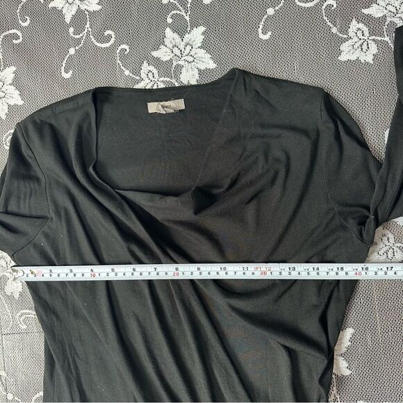 Helmut Lang Asymmetrical Drape Front Long Sleeve Dress in Black Sz Small - Picture 7 of 11